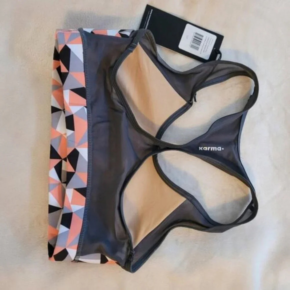 Karma Printed Steffi Bra - Geo Tri-Metric Coral - Size Small - Picture 4 of 7